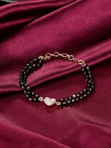 Yellow Chimes Rose Gold-Plated Heart Love Charmed Mangalsutra Bracelet