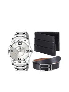 MARKQUES Men Solid Belt, Watch and Wallet Combo Accessory Gift Set