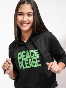 Tokyo Talkies Women Printed Hooded Sweatshirt