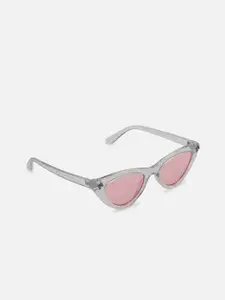 FOREVER 21 Women Pink Lens & White Cateye Sunglasses 46042601