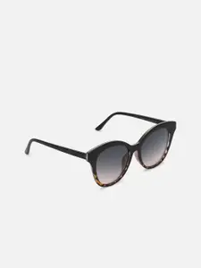 FOREVER 21 Women Black Lens & Brown Round Sunglasses