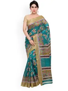 Saree mall Teal Printed Art Silk Saree