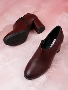 ELLE Coffee Textured Block Pumps