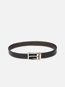 Louis Philippe Men Black Solid Reversible Leather Belt