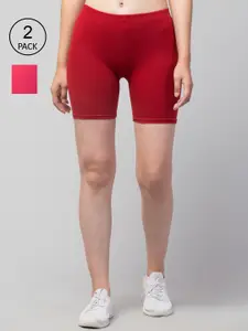 Apraa & Parma Women Pack Of 2 Skinny Fit Cycling Cotton Sports Shorts
