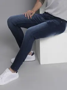 The Indian Garage Co Men Navy Blue Skinny Fit Light Fade Stretchable Jeans
