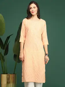 SHOWOFF Women Orange Striped Kurta