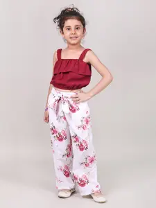 MYY Girls Pink & White Top with Trousers
