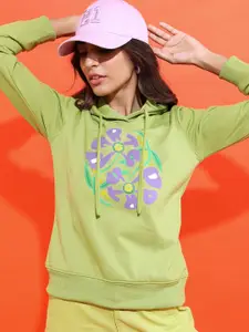 Tokyo Talkies Women Printed Hooded Sweatshirt