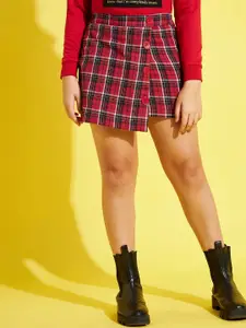 Noh.Voh - SASSAFRAS Kids Girls Checked Pure Cotton Side Button Mini Skirt