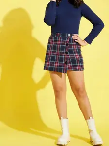 Noh.Voh - SASSAFRAS Kids Girls Checked Pure Cotton Straight Side Button Mini Skirt