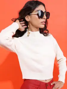 Tokyo Talkies Women Solid Crop Pullover