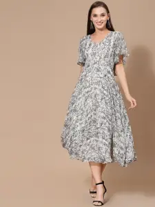 Strong And Brave Odour Free Georgette Printed Midi Dress