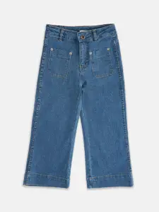 Pantaloons Junior Kids Girls Blue Mid Rise No Fade Low Distress Jeans