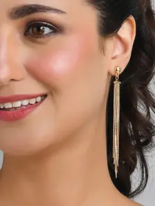 ToniQ Women Gold-Toned Contemporary Drop Earrings