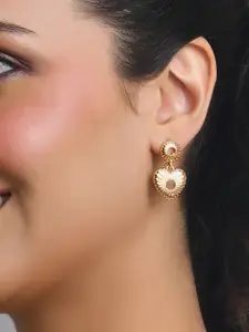 ToniQ Women Gold-Plated Heart Shaped Drop Earrings