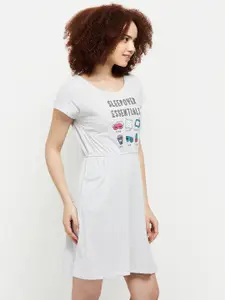 max Grey Melange Printed T-Shirt Nightdress