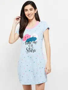 max Blue Pure Cotton Printed T-shirt Nightdress