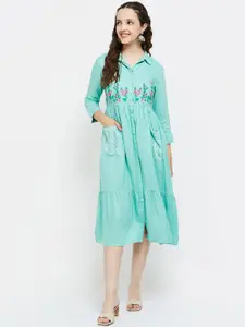 max Women Embroidered Pure Cotton Ethnic Dress