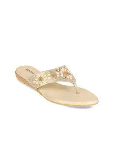 Rocia Women Ethnic T-Strap Flats with Embroidered