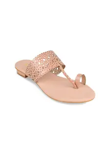 Rocia Women Pink One Toe Flats with Laser Cuts