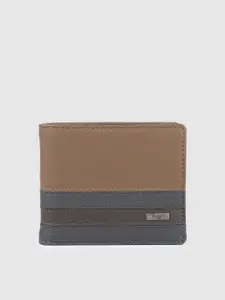 Baggit Men Striped PU Two Fold Wallet With Textured Detail