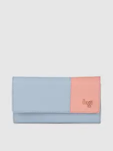 Baggit Women Blue & Pink Colourblocked Three Fold Wallet