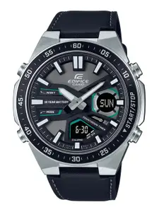 CASIO Men Leather Strap Analogue and Digital Watch ED553 EFV-C110L-1AVDF