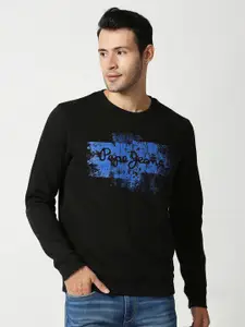 Pepe Jeans Men Black Printed Sweatshirt