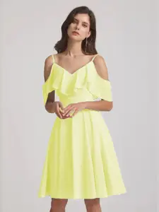 La Aimee Women Yellow Solid Dress