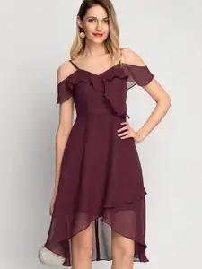 La Aimee Women Maroon Solid Dress