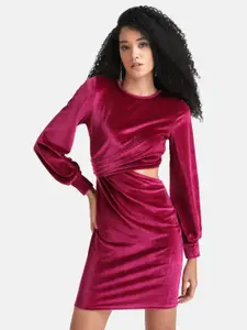 Kazo Pink Velvet T-shirt Dress