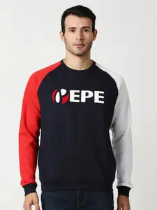 Pepe Jeans Men Blue Printed Sweatshirt