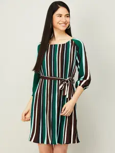 CODE by Lifestyle Green Striped A-Line Dress