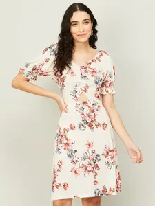 CODE by Lifestyle White Floral A-Line Dress