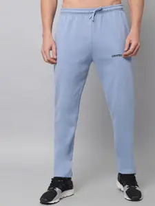 GRIFFEL GRIFFEL Men Blue Solid Cotton Track Pants