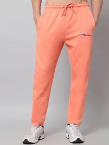 GRIFFEL Men Peach-Colored Solid Cotton Track Pant