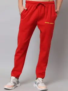 GRIFFEL Men Red Solid Cotton Track Pants