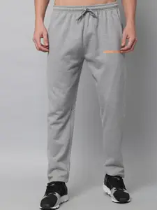 GRIFFEL Men Grey Solid Cotton Track Pants