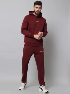 GRIFFEL GRIFFEL Men Maroon Red Solid Tracksuits