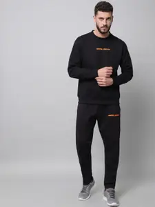GRIFFEL Men Black Solid Tracksuit