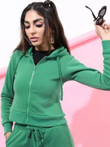 Basics By Tokyo Talkies Women Green Sweatshirt