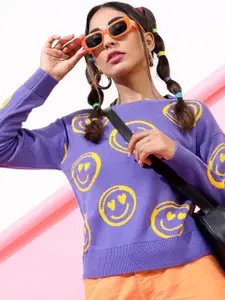 Tokyo Talkies Tokyo Talkies Women Jacquard Crop Pullover Sweater