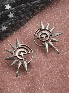 PANASH Silver-Toned Contemporary Studs Earrings