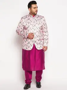 VASTRAMAY Men Fuchsia Floral Kurta with Churidar