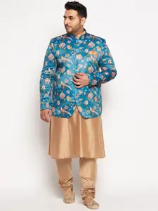 VASTRAMAY Men Rose Gold Floral Kurta with Churidar