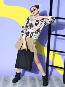 Berrylush Women Grey Conversational Knits Bits Sweater