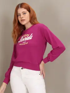 U.S. Polo Assn. Women U S Polo Assn Women Women Pink Brand Logo Print Sweatshirt