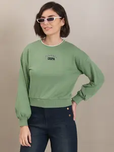 U.S. Polo Assn. Women U S Polo Assn Women Women Green Solid Sweatshirt
