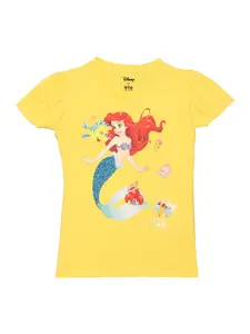 Disney by Wear Your Mind Girls Yellow Printed T-shirt